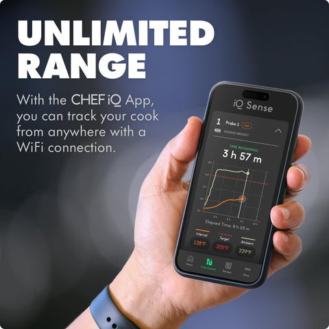 CHEF iQ hub speaker and display delivering audible alerts for convenience