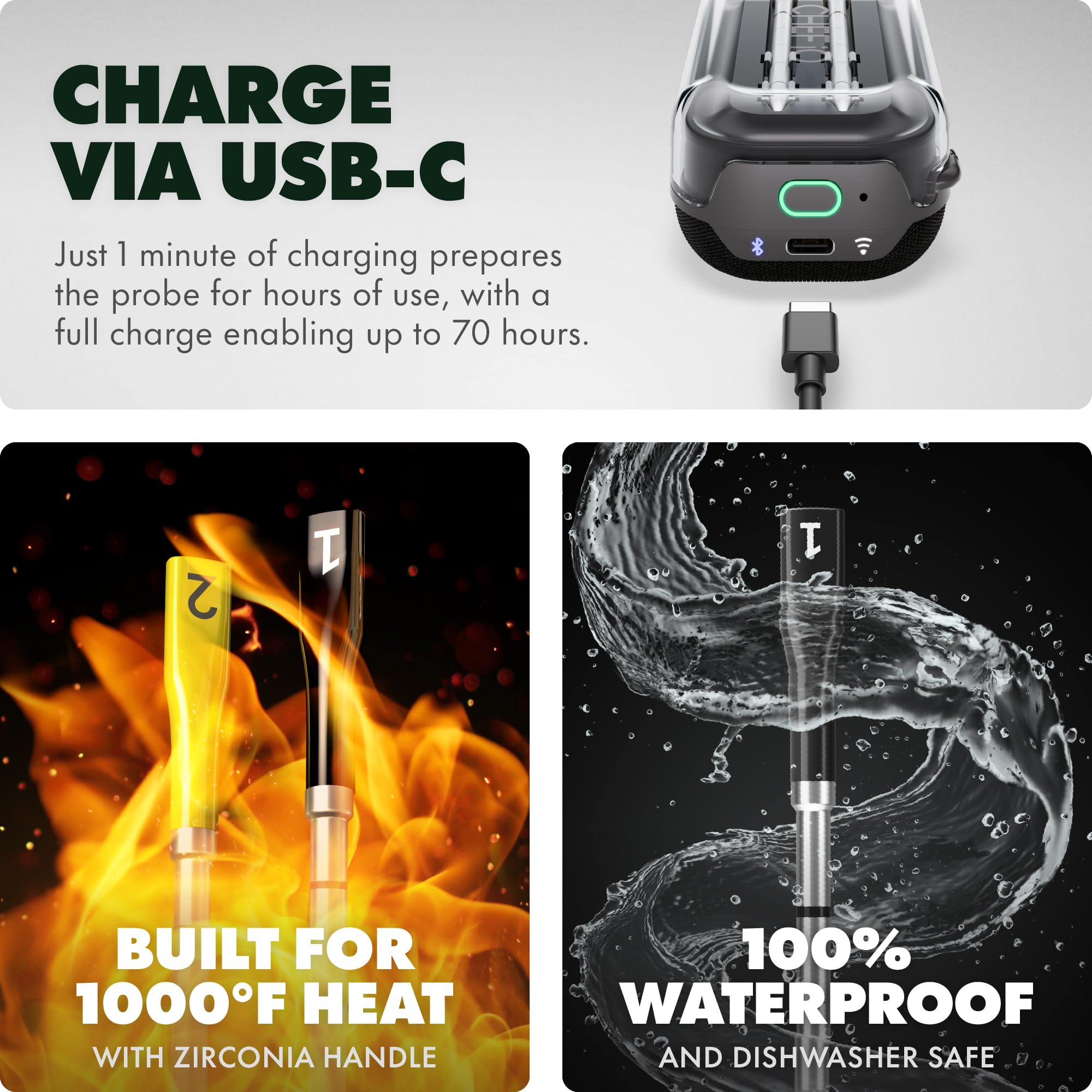 CHEF iQ probes in dishwasher demonstrating easy-clean benefit