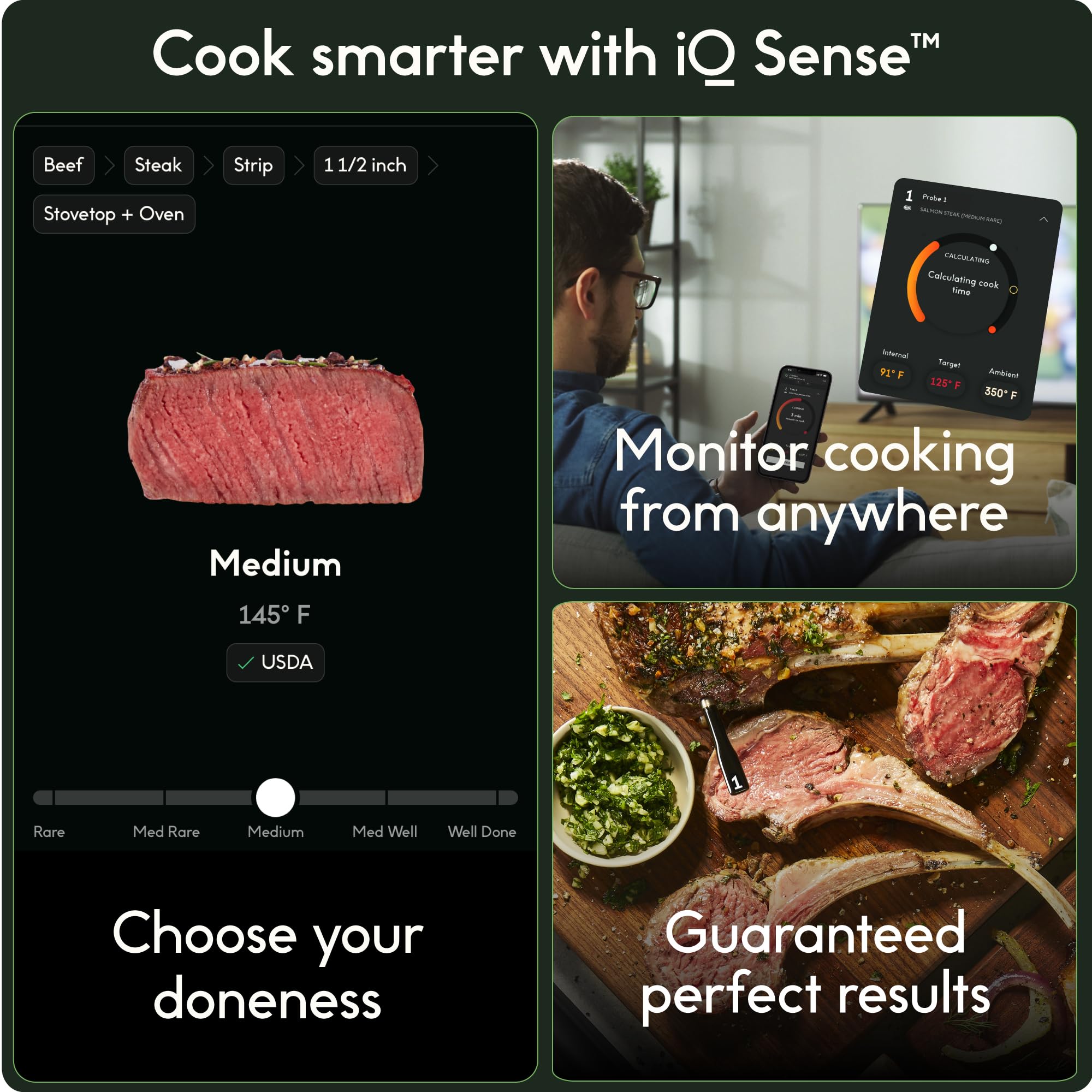 CHEF iQ ultra-thin probe close-up minimizing puncture and preserving juices