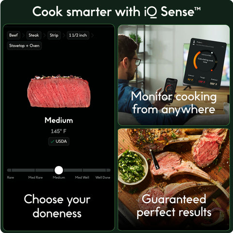 CHEF iQ ultra-thin probe close-up minimizing puncture and preserving juices