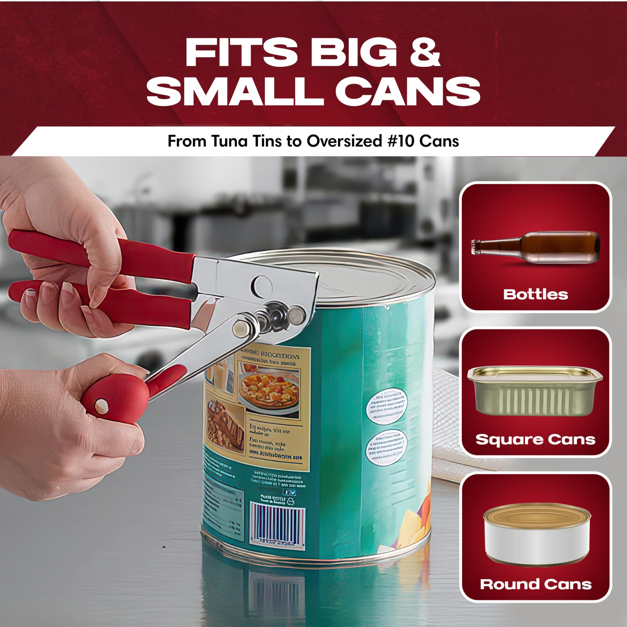 Chef Master in use on a large can showing effortless operation and reduced strain