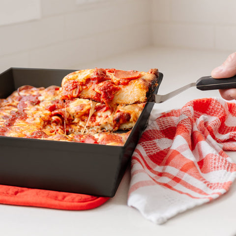 Chef Pomodoro anodized surface close-up showing textured finish for even heating benefit