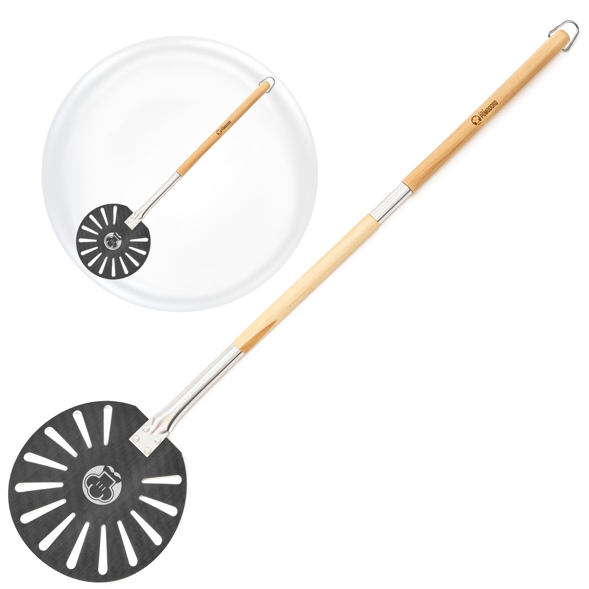 Chef Pomodoro aluminum head front view showing slim profile and safe control