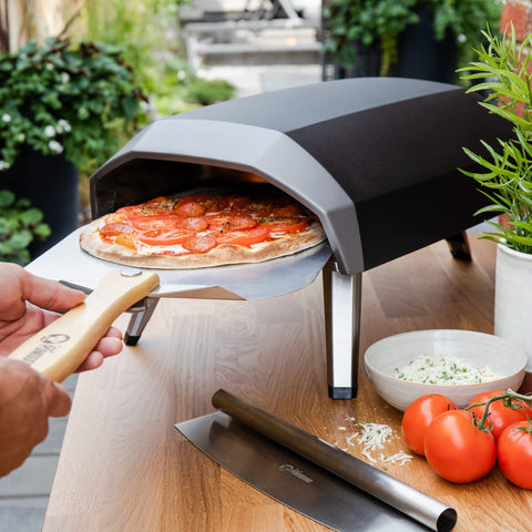 Chef Pomodoro labeled pine handle and hang hole for comfortable grip and storage
