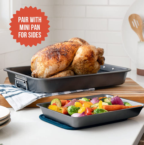 Chef Pomodoro pan used as baking sheet showing versatile bakeware use