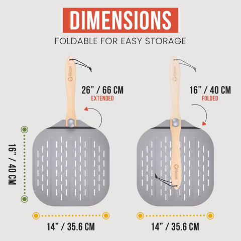 Chef Pomodoro close-up of perforated aluminum head for crisp crusts and reduced drag