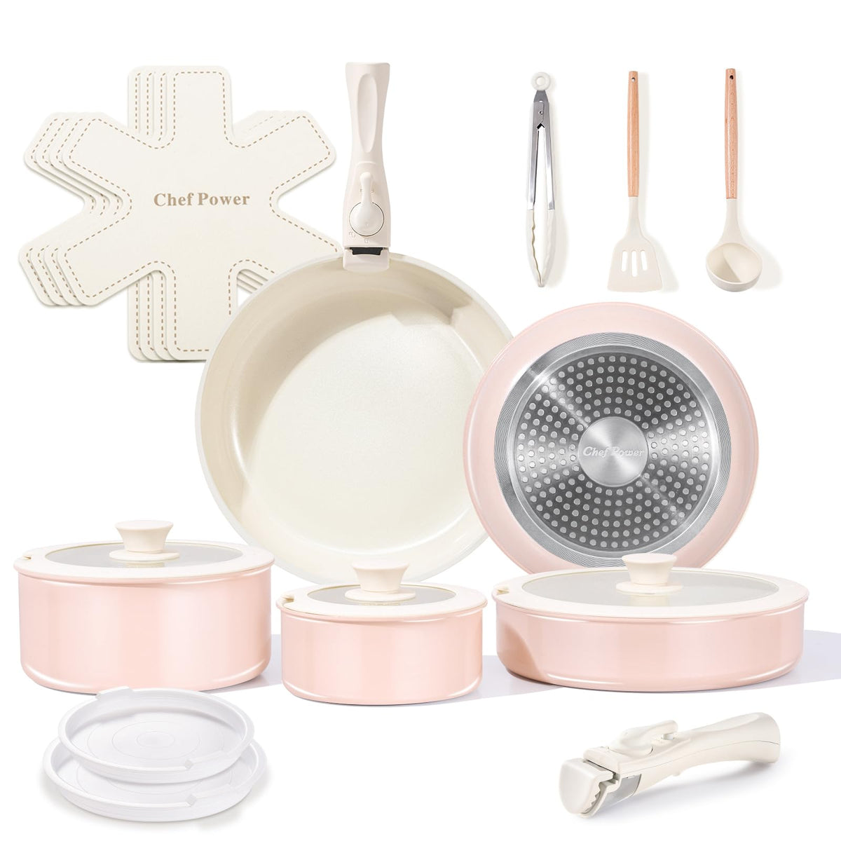 Chef Power front packaging in light pink showing full 19-piece set and convenience