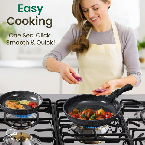 Chef Power pots in oven portraying oven-safe capability up to 550°F