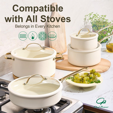 Transparent silicone-glass lid from Chef Power showing steam release and oven-safe convenience for covered cooking