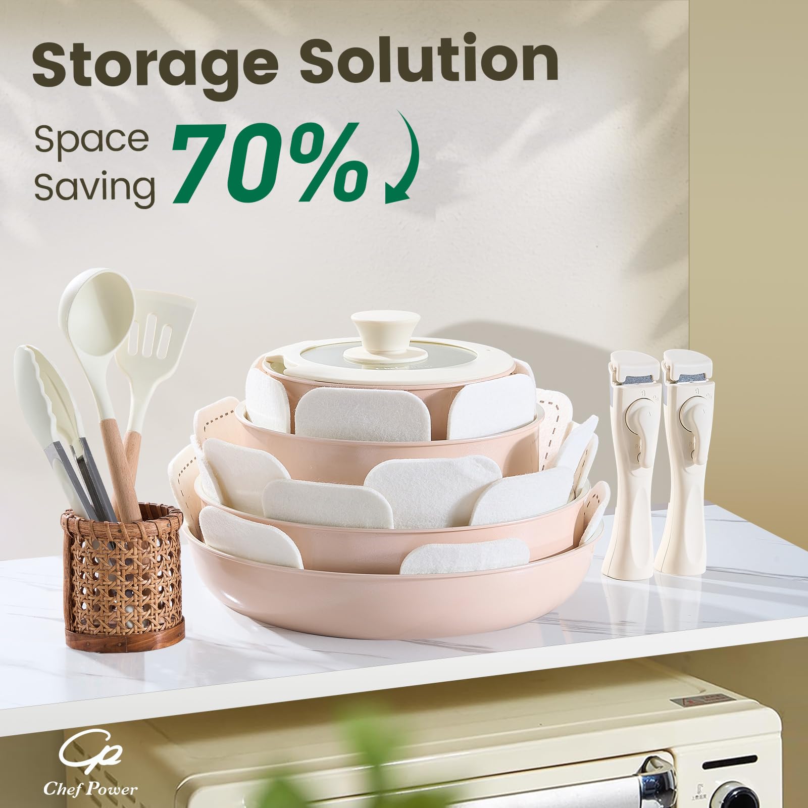 Chef Power pan held by hand showing scale and lightweight portability