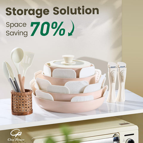 Chef Power pan held by hand showing scale and lightweight portability