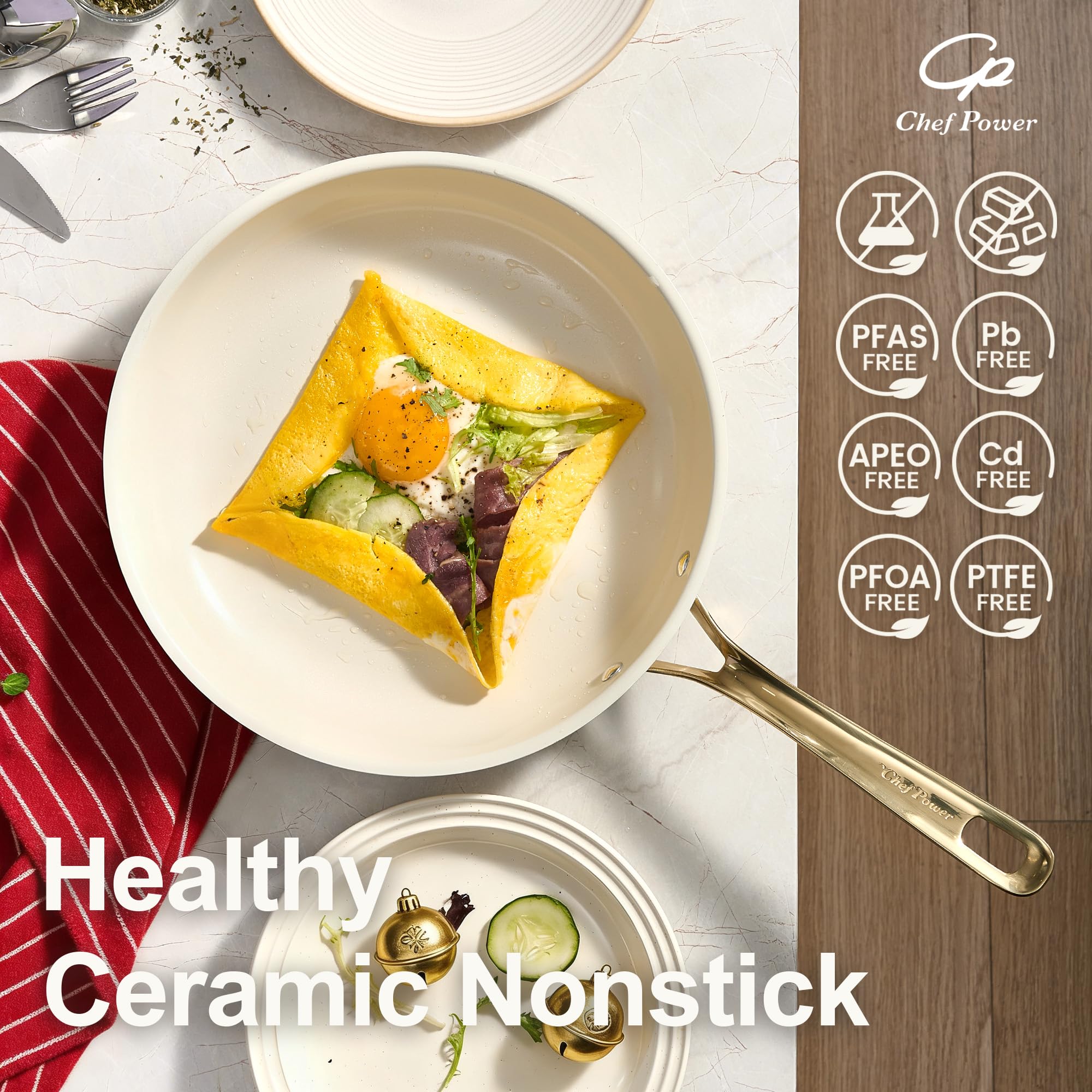 Chef Power stainless steel handle detail offering secure grip and long-lasting coolness