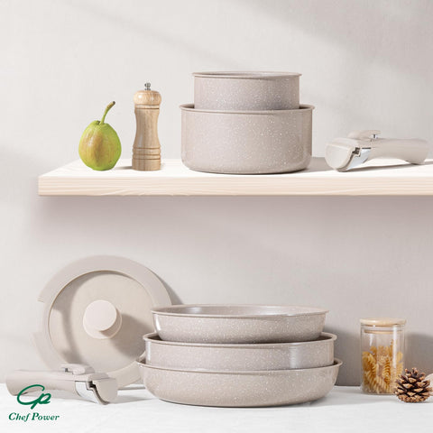 Chef Power silicone lids and utensils arranged for convenient serving