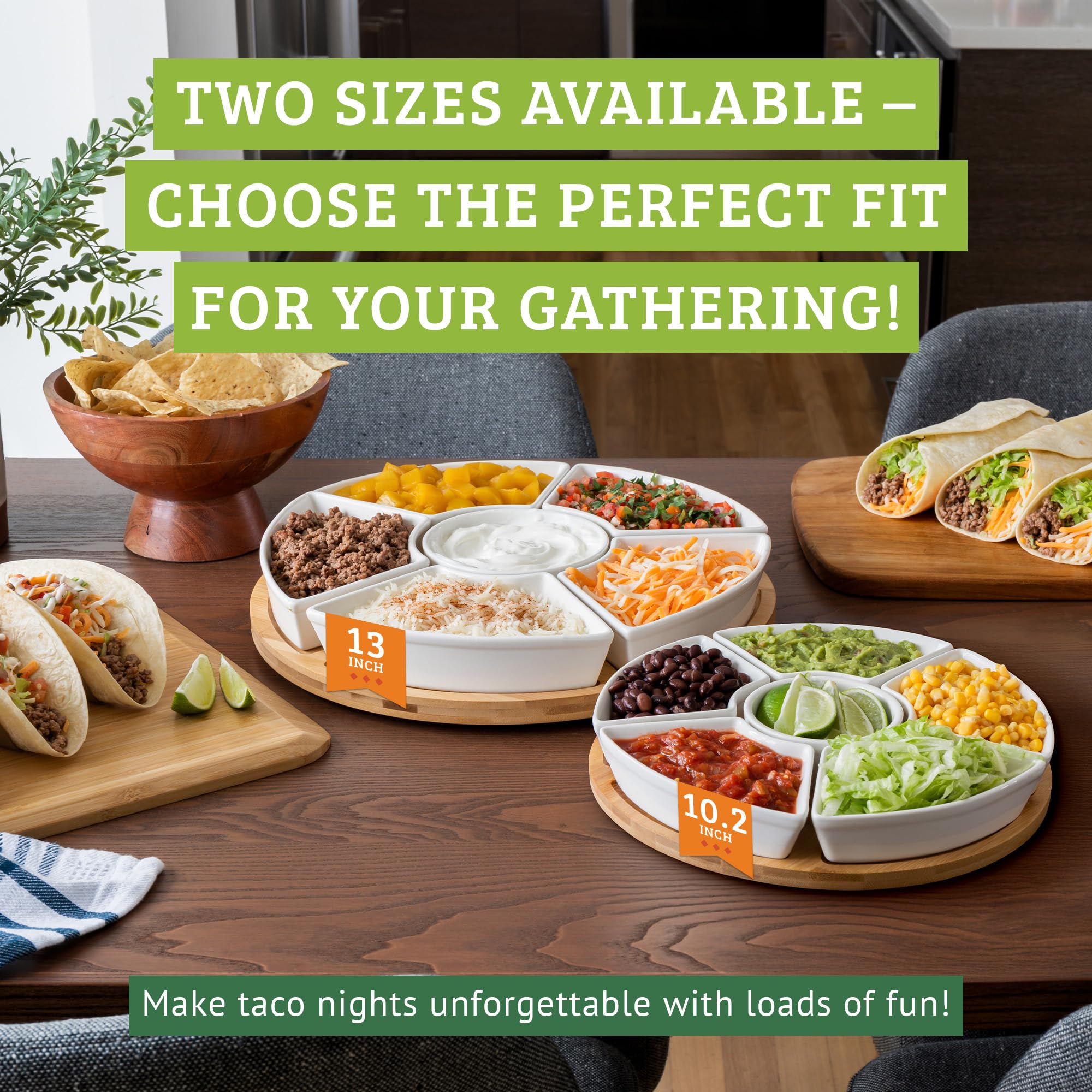 Chef Tacos bowls filled with colorful toppings showing clear organization and variety