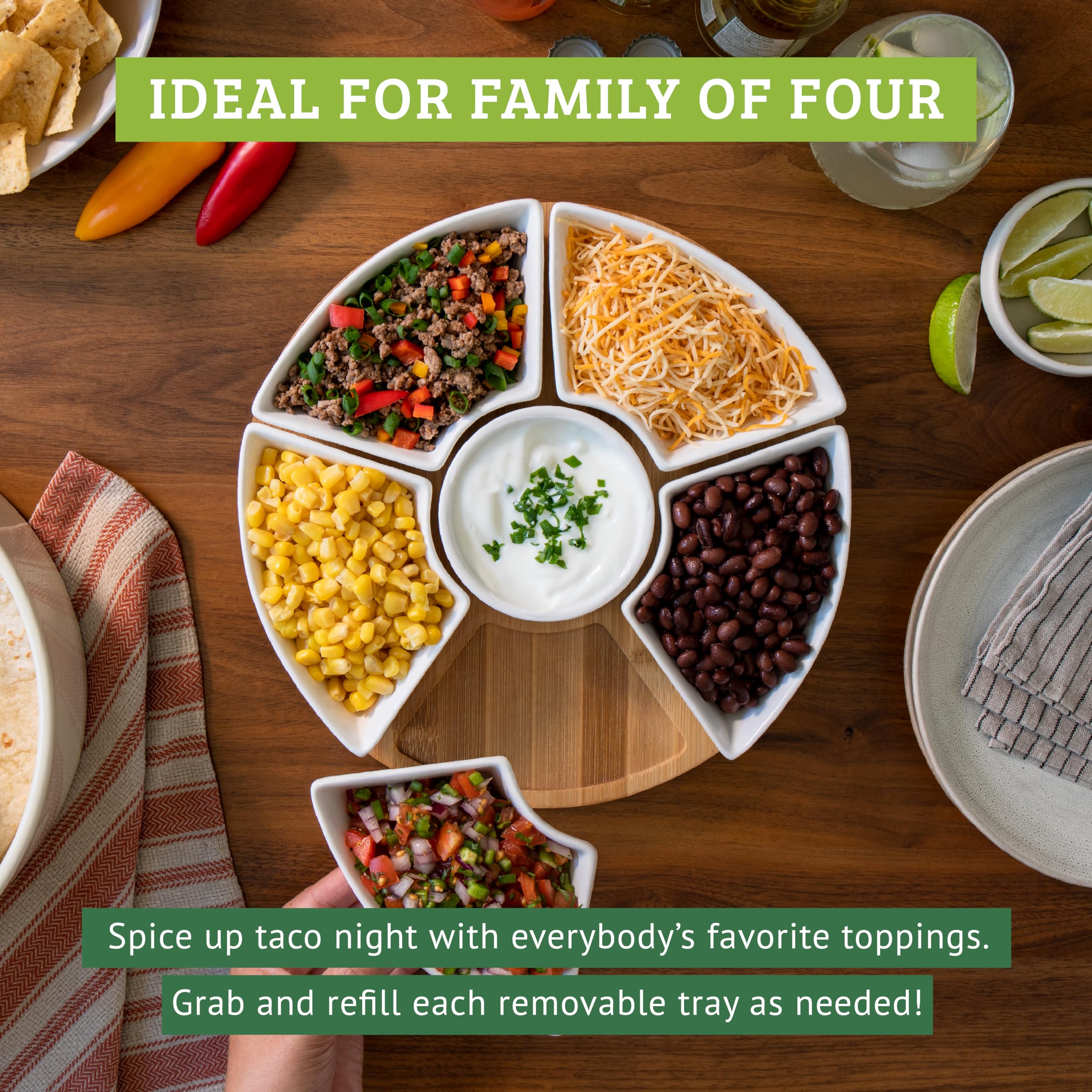 Chef Tacos platter in use with tacos showing convenience and guest-friendly access
