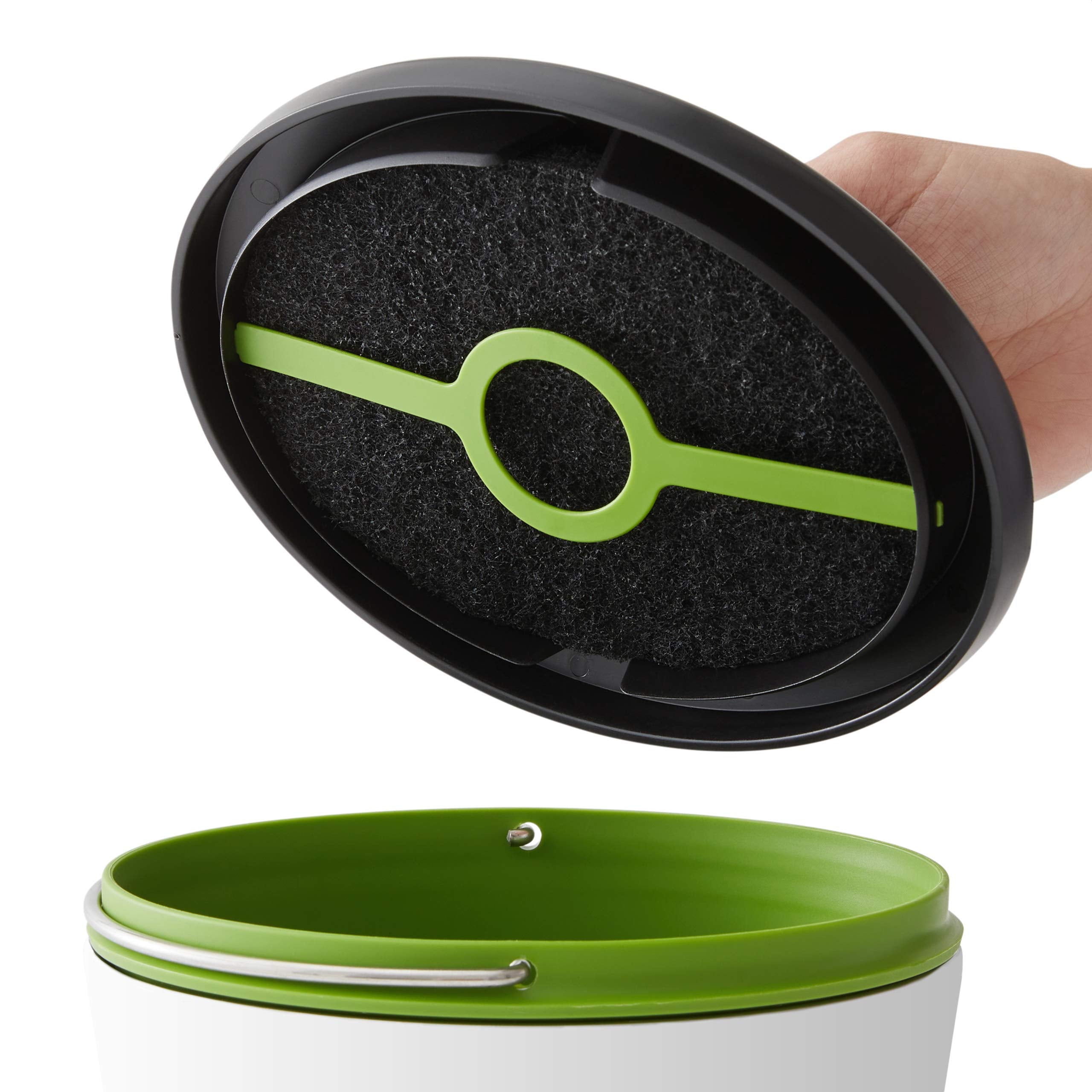 Chef'n EcoCrock on a kitchen counter in use showing compact convenience and everyday composting