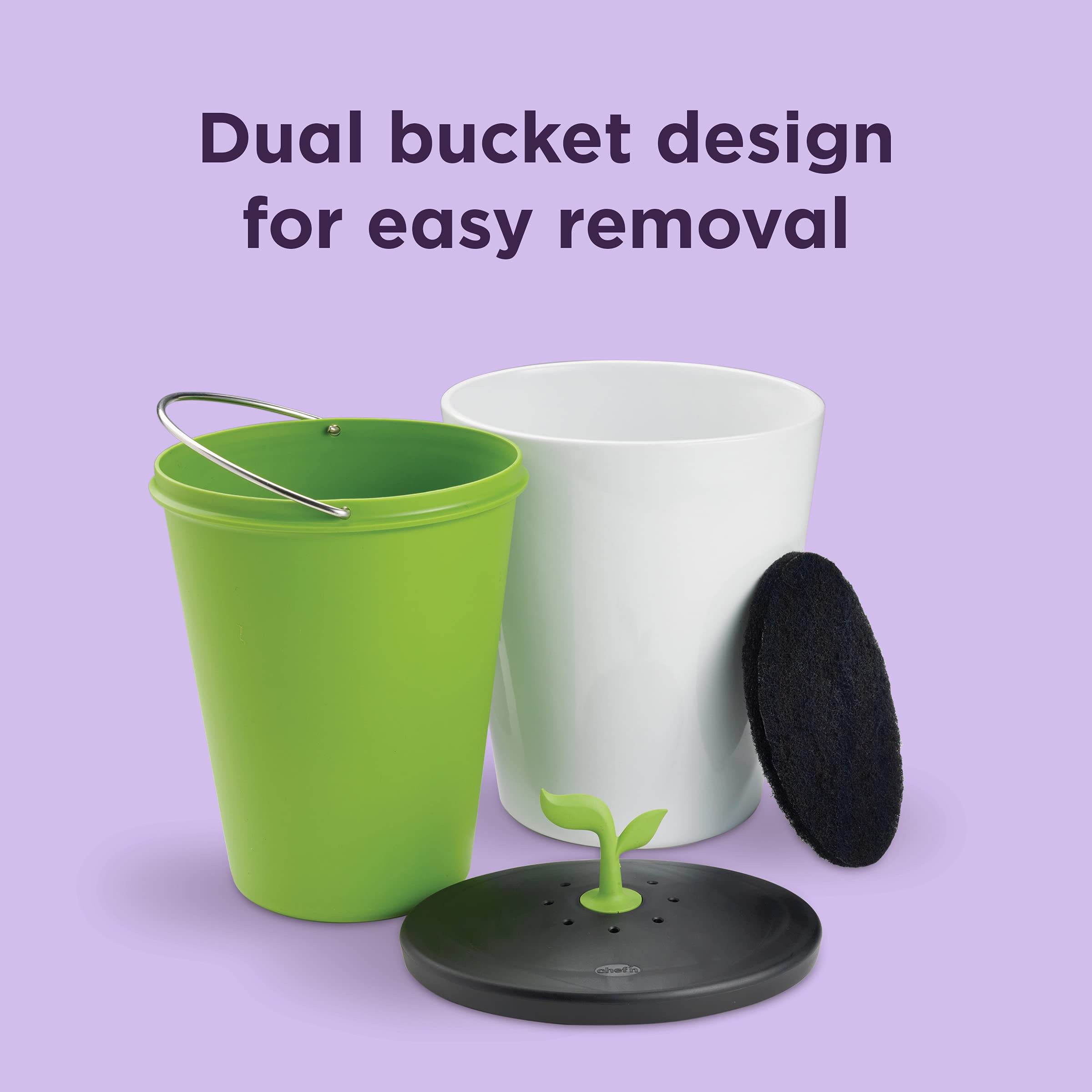 Chef'n EcoCrock vented lid and charcoal filter detail highlighting odor control feature