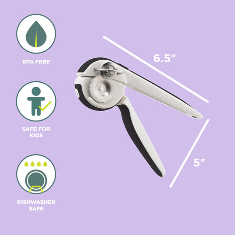 Chef'n EzSqueeze close-up of stainless blade and magnet for safe, reliable lid removal