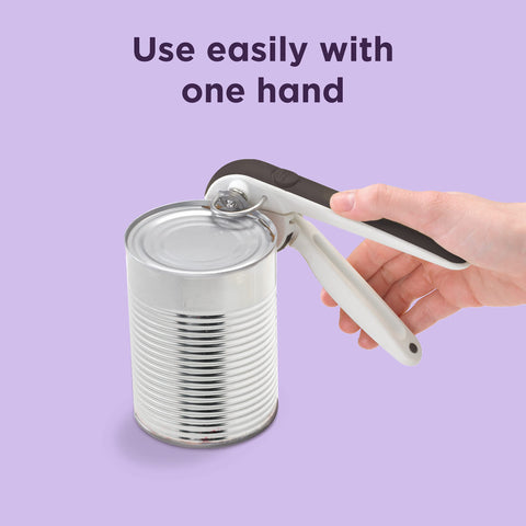 Chef'n EzSqueeze next to standard can illustrating compact size and precise cutting capability