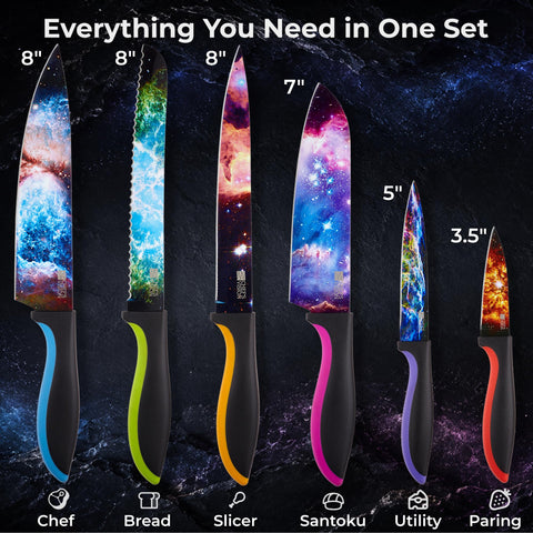 CHEF'S VISION full knife collection laid out, illustrating variety and everyday usefulness