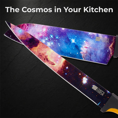 CHEF'S VISION size comparison with hand showing scale and comfortable handling