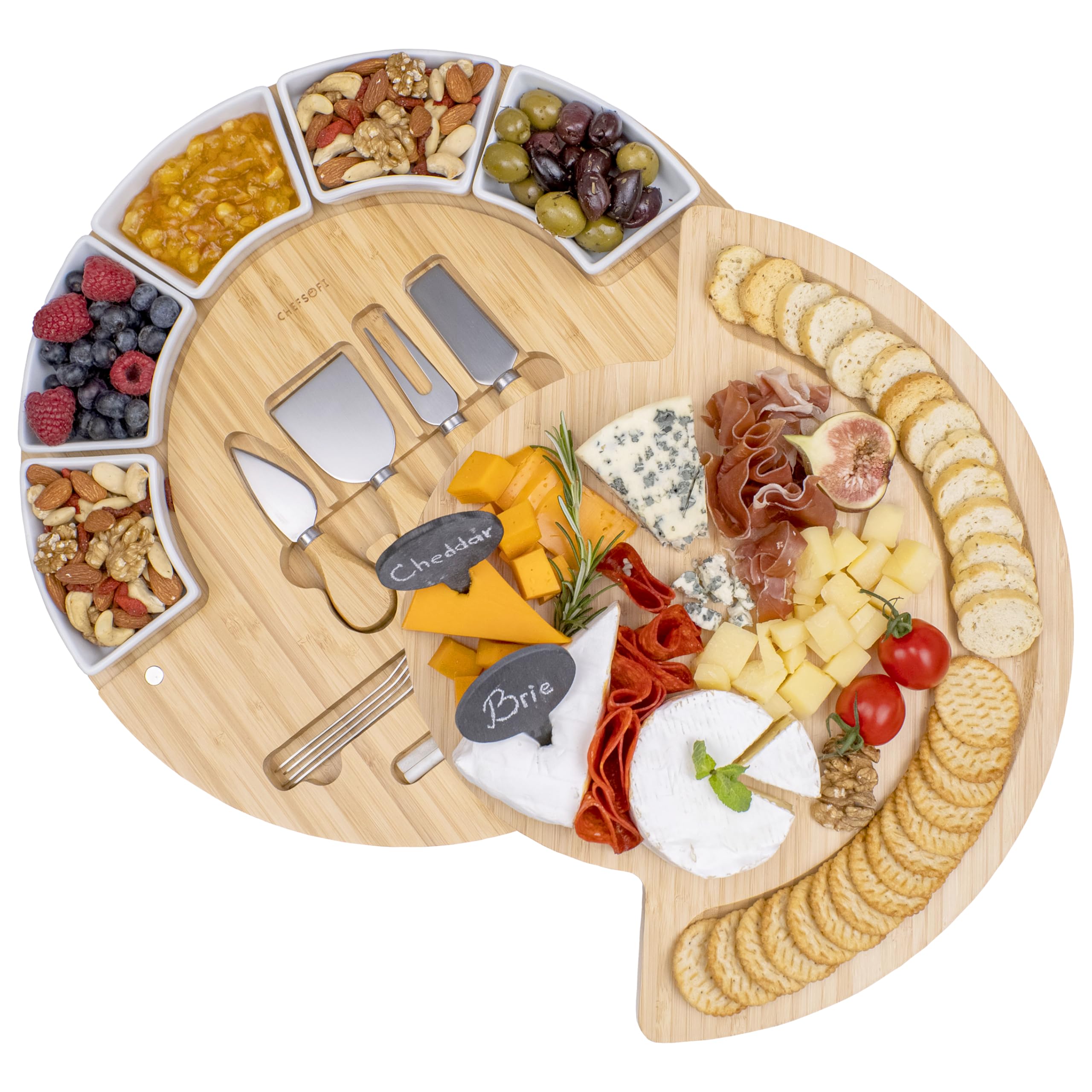 ChefSofi front view of bamboo platter showing elegant presentation benefit
