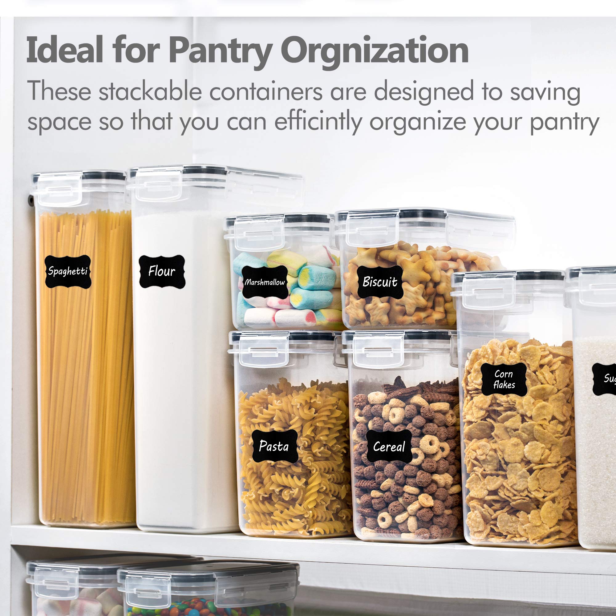 CHEFSTORY tall container filled with spaghetti, shows suitability for long pasta