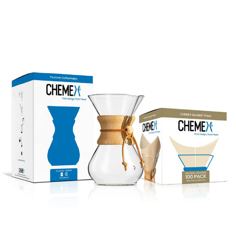 Chemex 6-cup front view showing clean design and pouring benefit