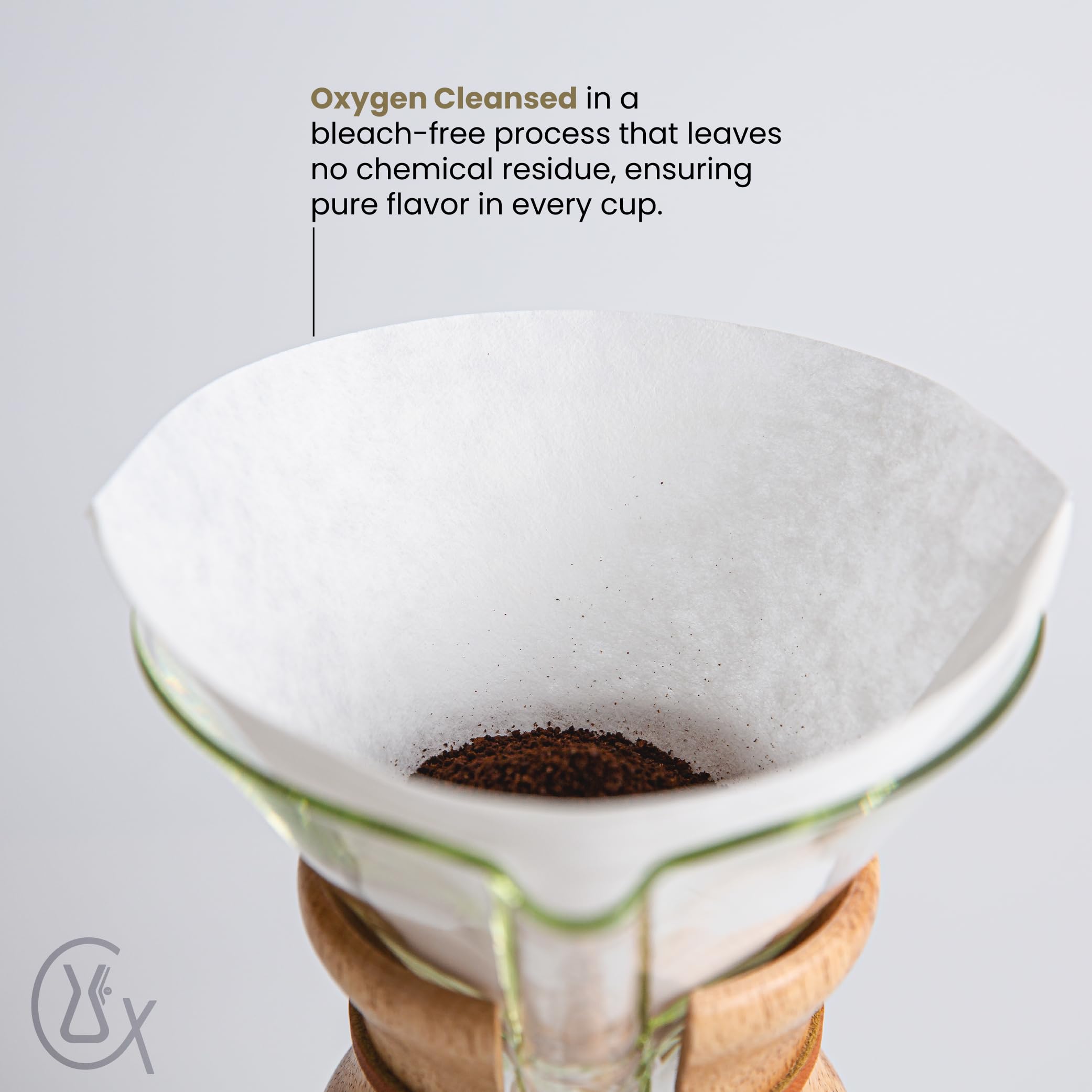 Chemex filter in use during pour-over for consistent brewing results