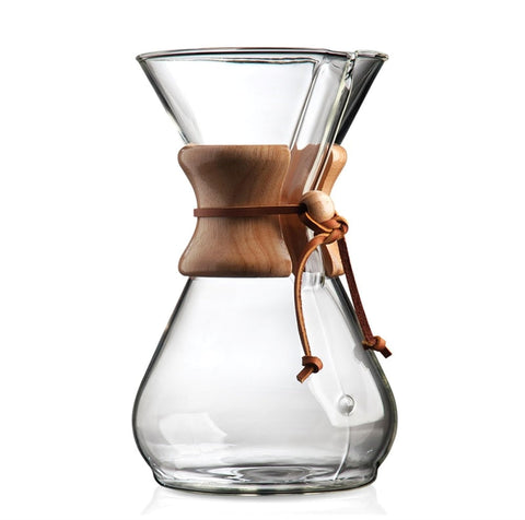 Chemex front view showing Classic Series 10-cup and graceful silhouette