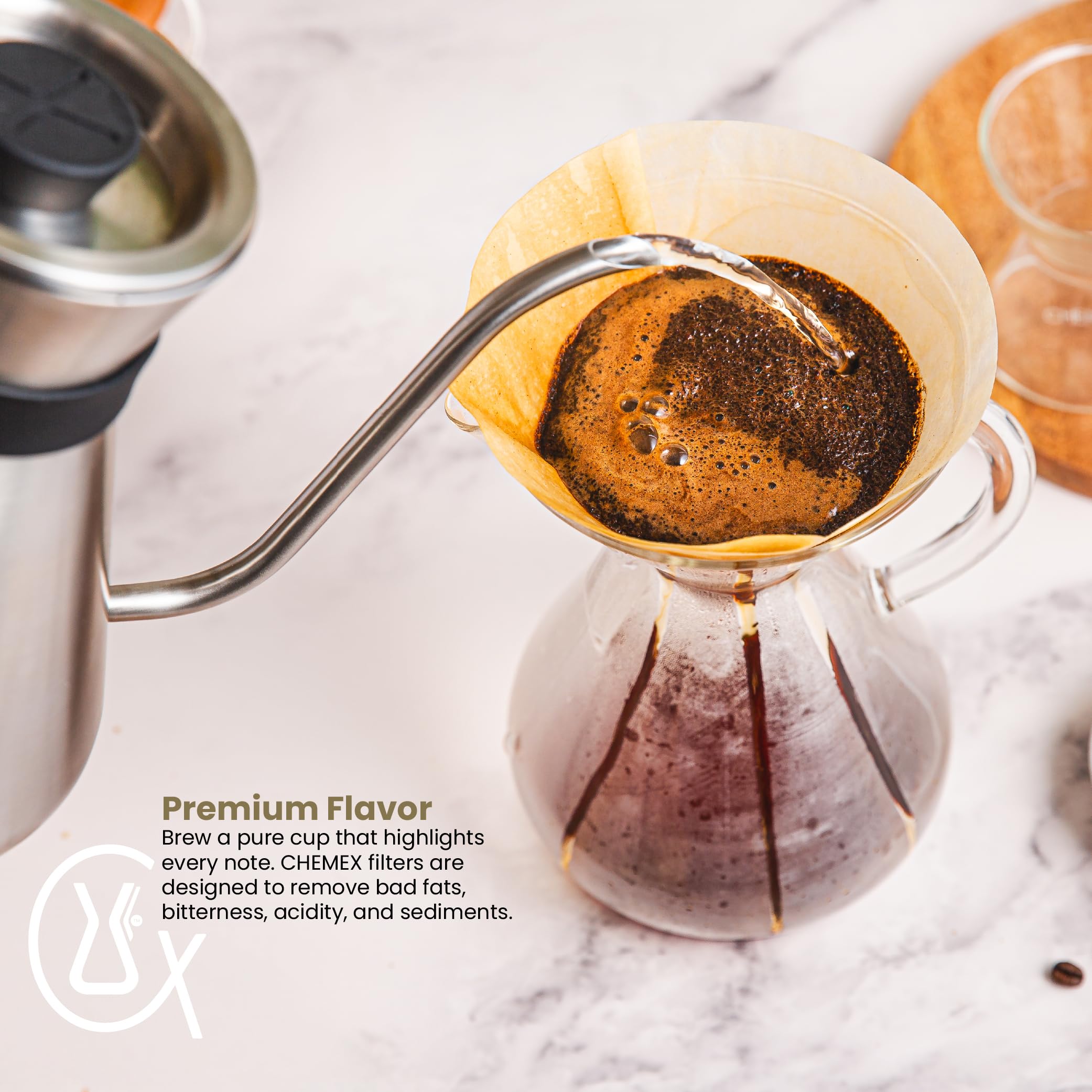 Chemex filter edge texture detail demonstrating durable bonded paper