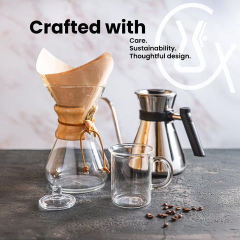 Chemex brewer pouring coffee demonstrating smooth flow and control benefit