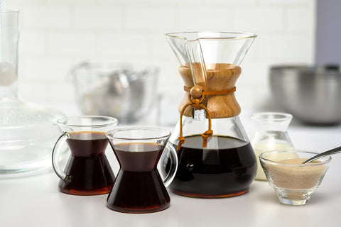 Chemex set on breakfast table conveying refined presentation and easy entertaining