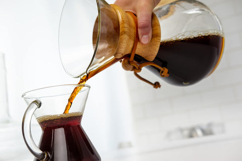 Chemex in a modern kitchen lifestyle scene, Chemex blends design with everyday usability