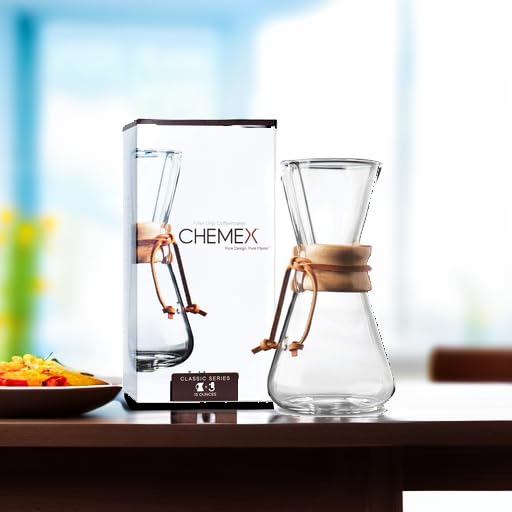 Chemex beside a standard mug to show scale, Chemex fits small kitchens and single servings