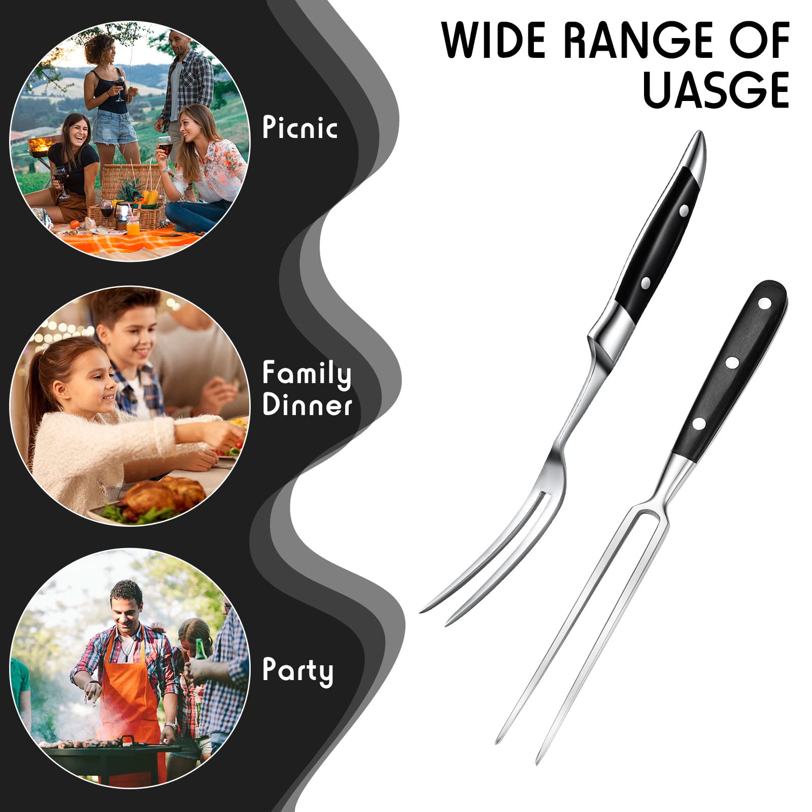 CHENGU forks on a dining table setting illustrating serving convenience benefit