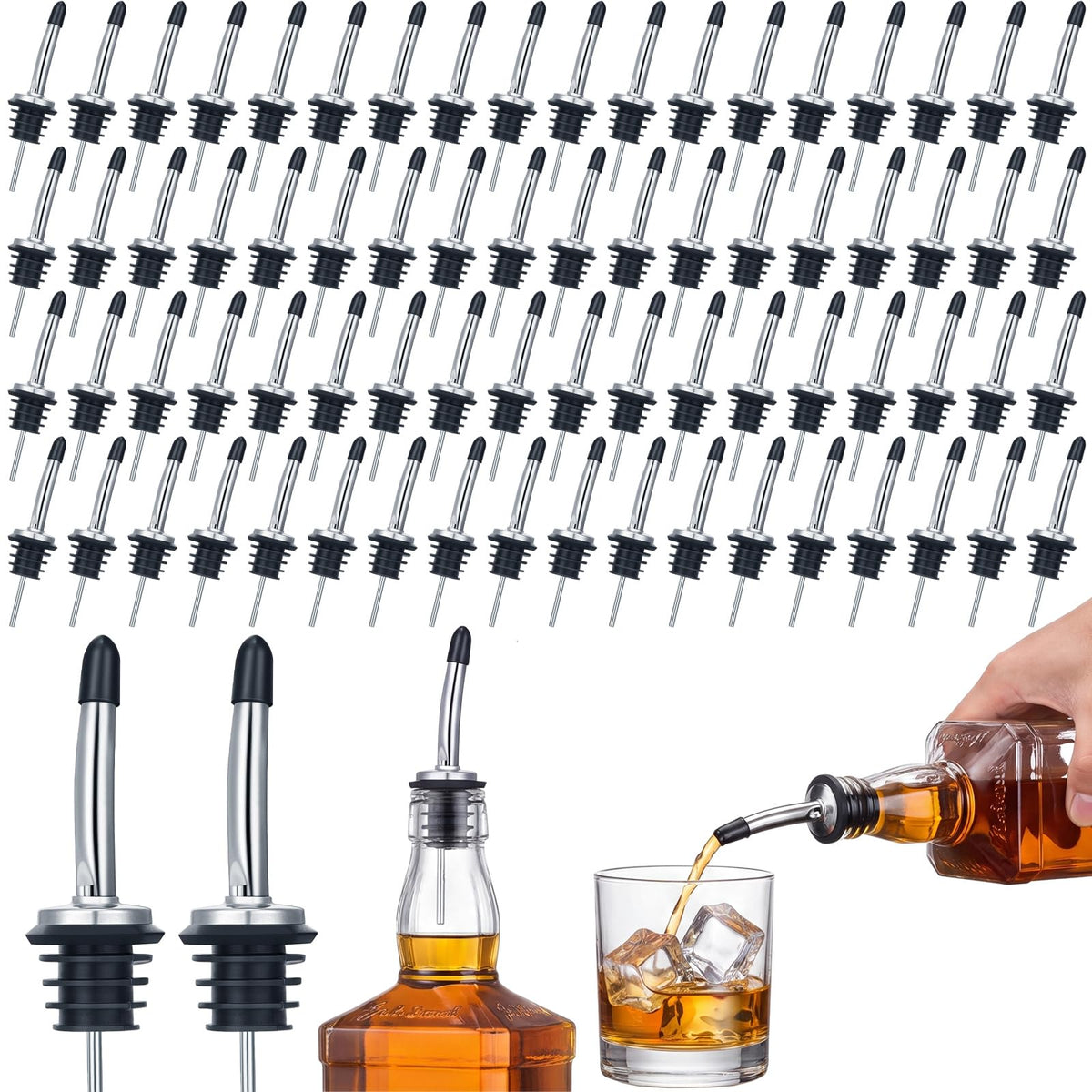 CHENGU front packaging of 72 silver pour spouts showing quantity and finish