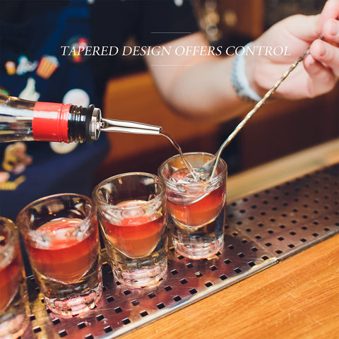 CHENGU spout installed in liquor bottle illustrating tidy, drip-free pouring
