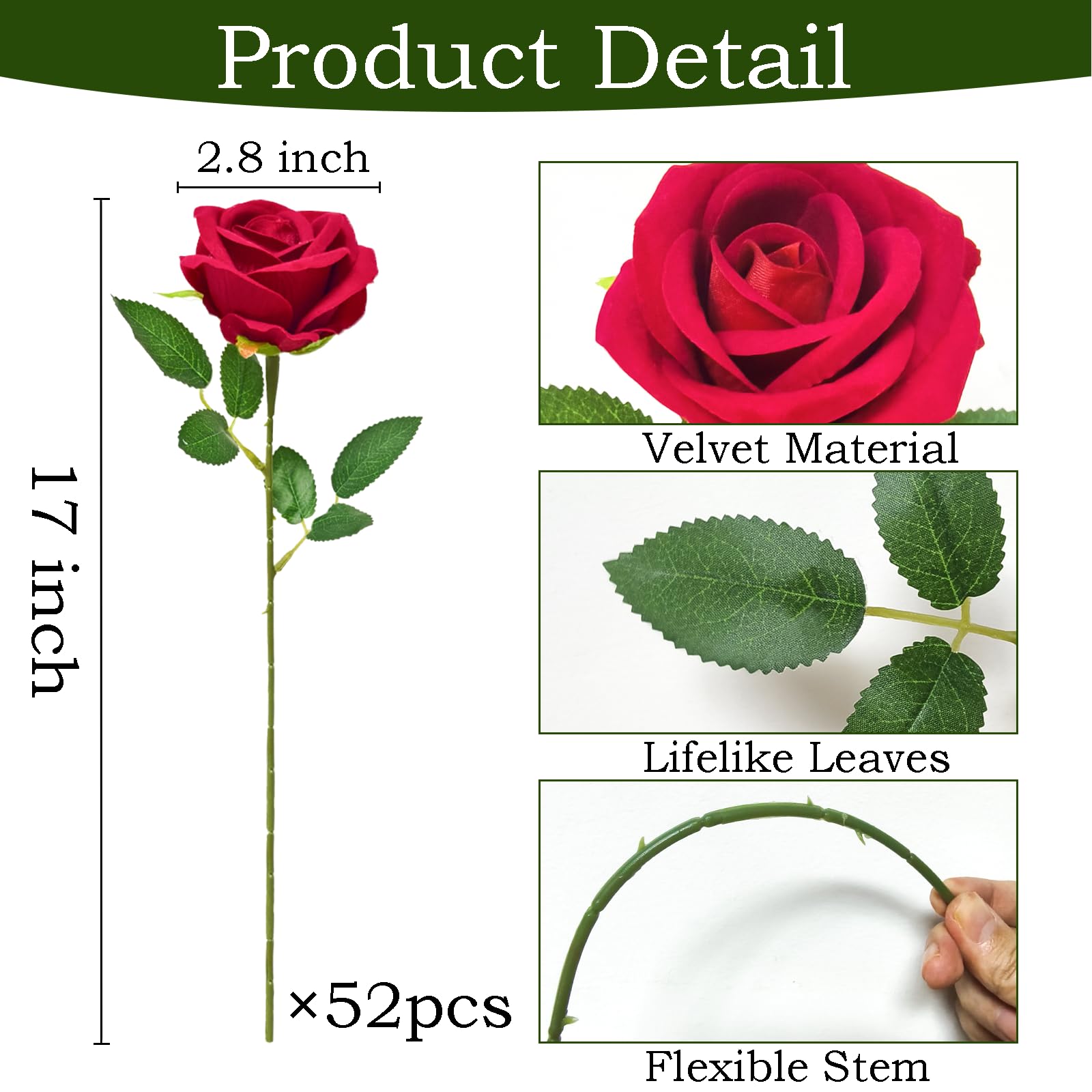 Cherica stem and leaf detail displaying bendable stems, easy shaping benefit