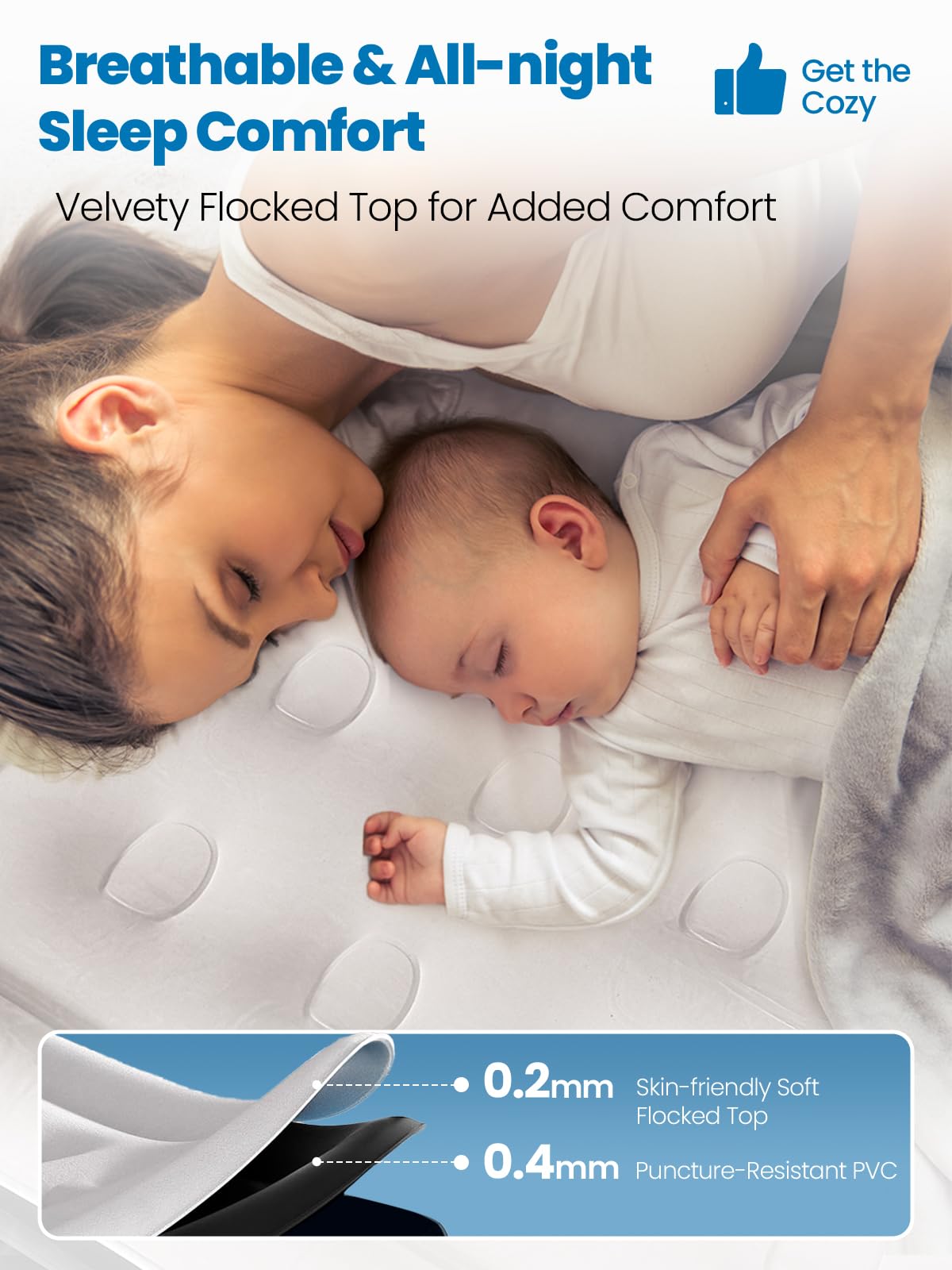 CHERIMOR pillow-top close-up highlighting ultra-soft flocked texture for added comfort