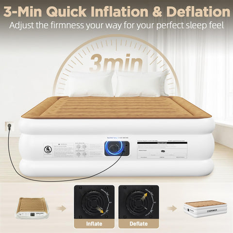 CHERIMOR mattress next to ruler illustrating queen size and 18-inch height for scale