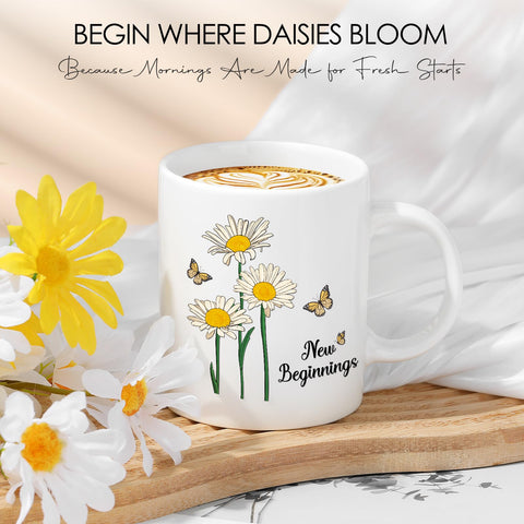 CHESACE white coffee mug close-up showing durable ceramic for daily comfort