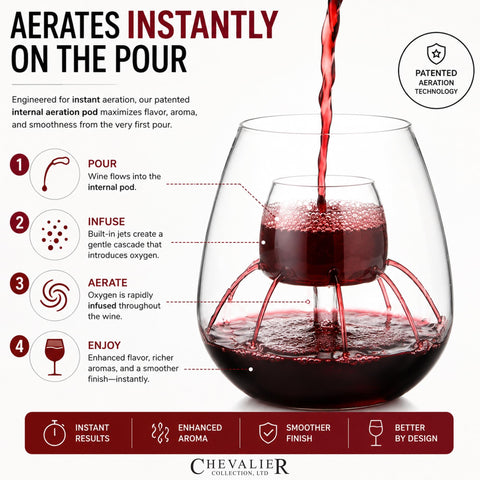 CHEVALIER COLLECTION closeup of built in aerator holes highlighting precision and improved flavor