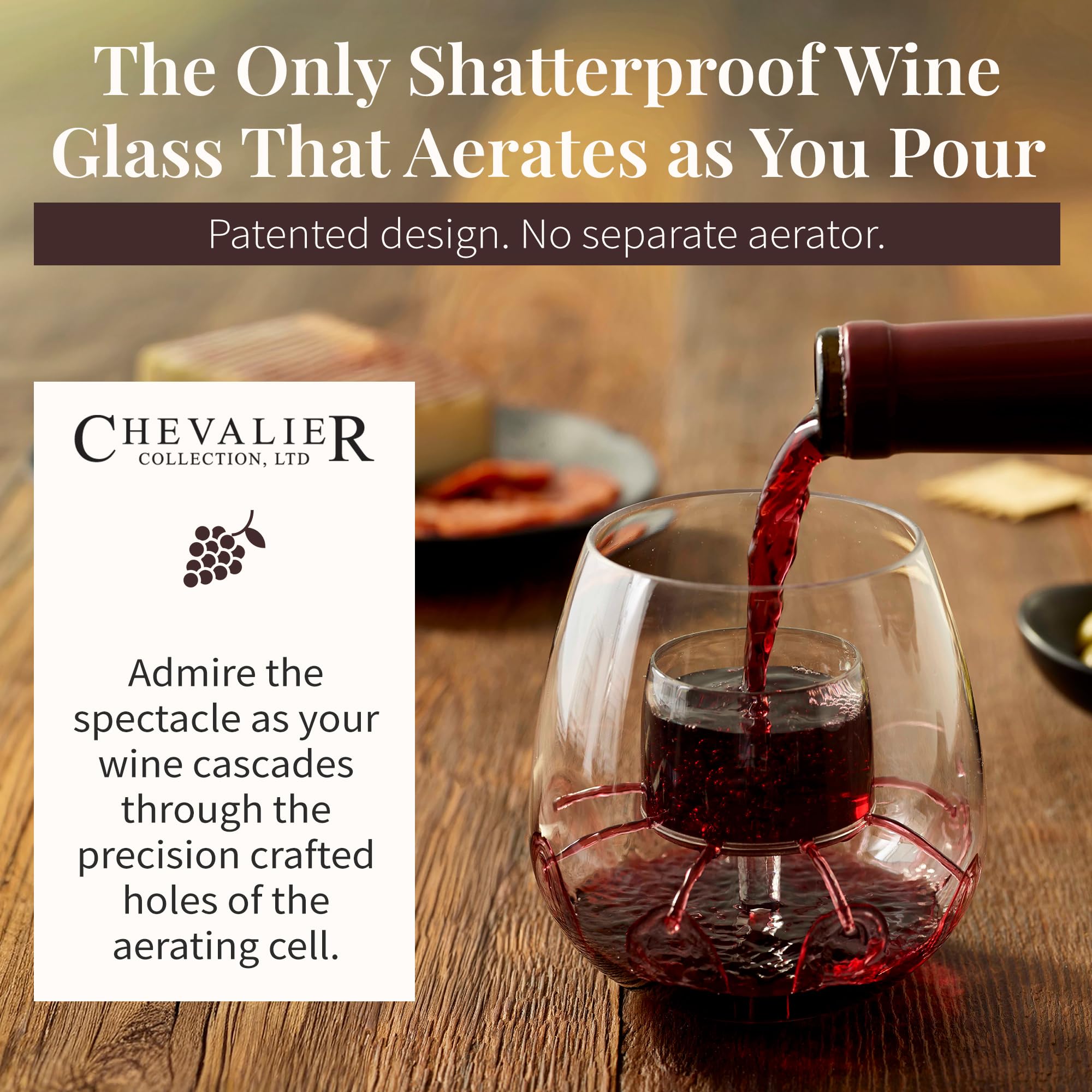 Chevalier Collection aerator close-up displaying built-in channels for instant flavor