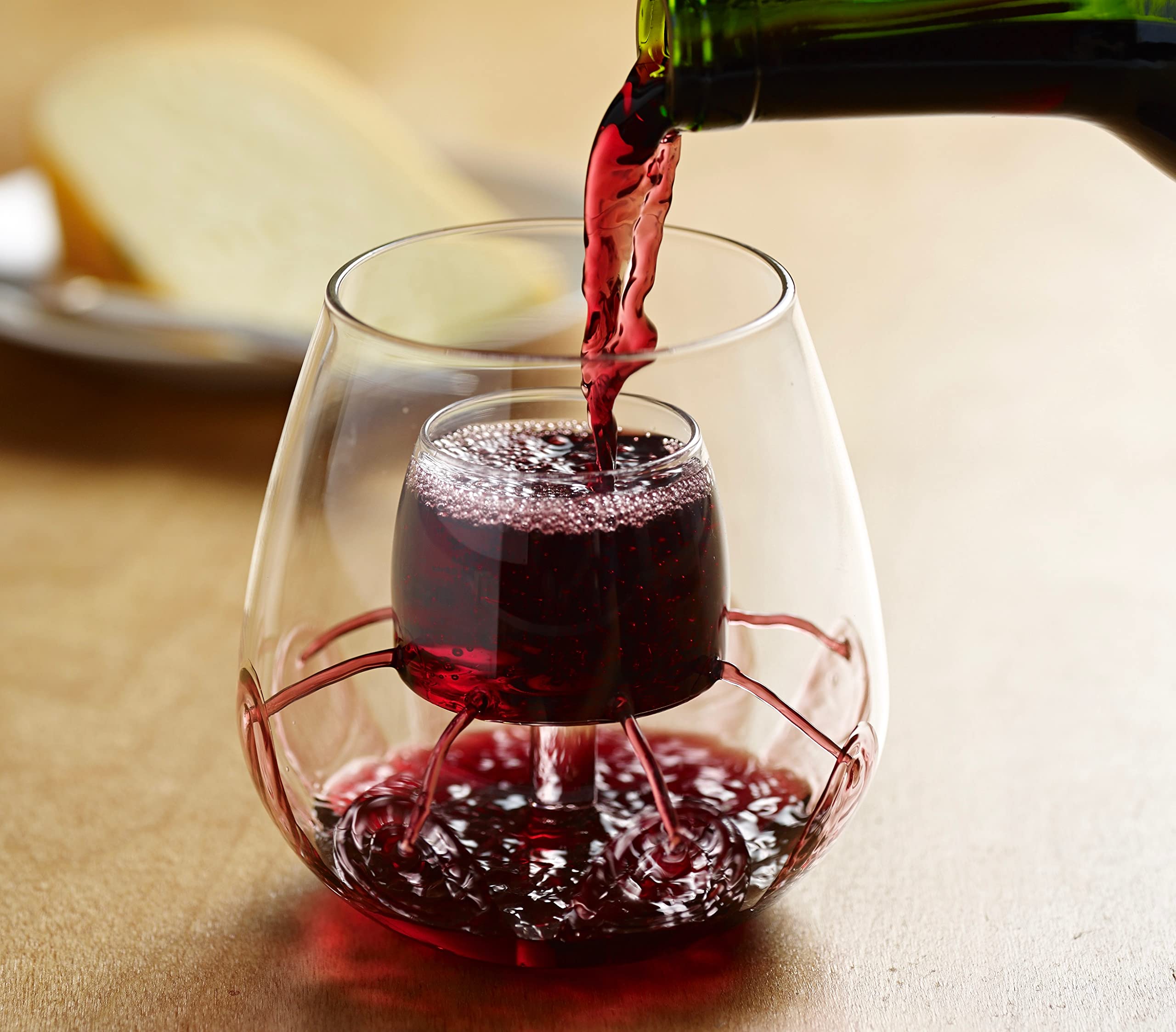 CHEVALIER COLLECTION wine being poured through aerator showing instant oxygenation benefit