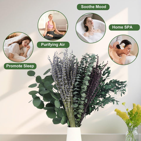 Chflost stems used as shower backdrop creating low-maintenance ambiance