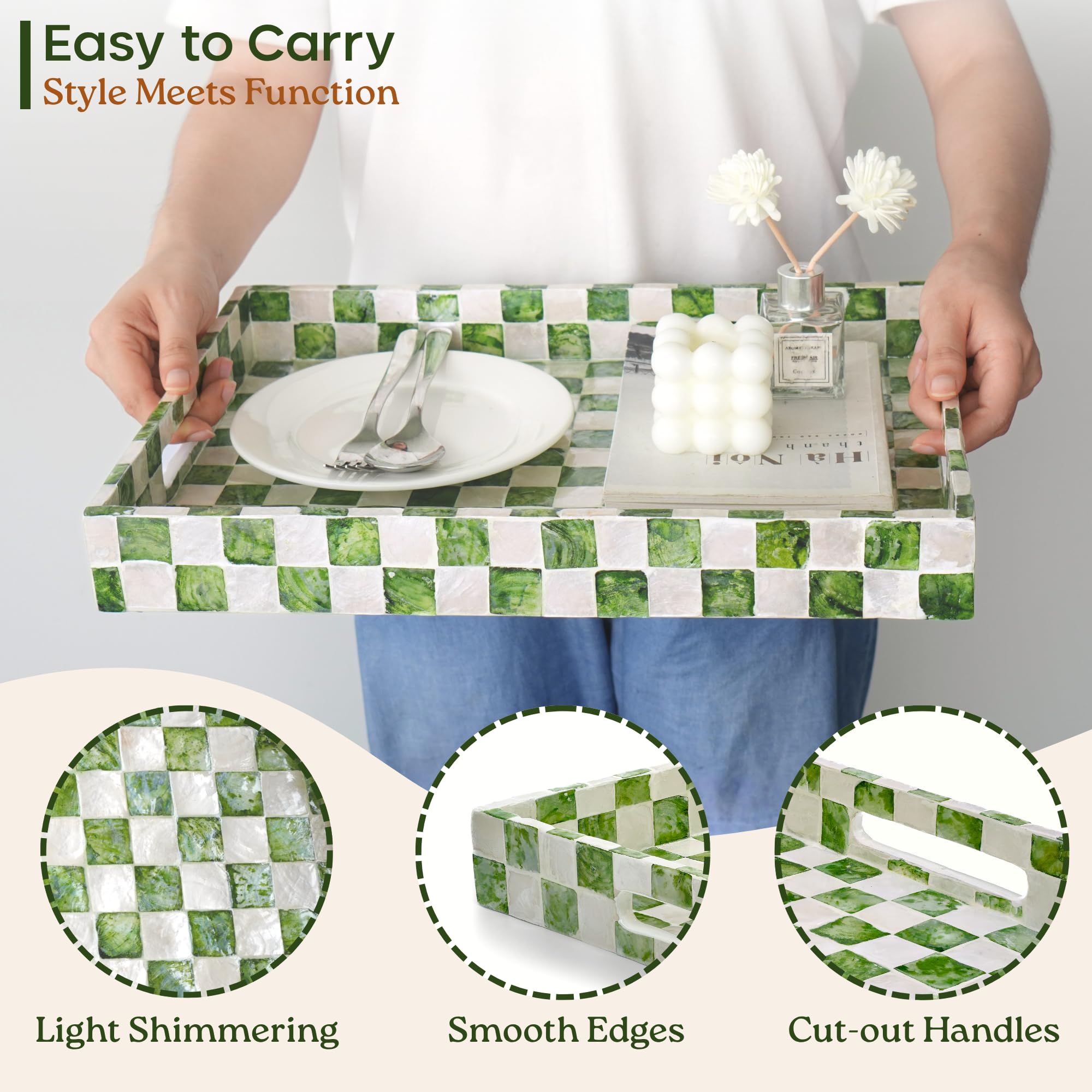 Chi An Home tray holding dinner plates illustrating fitting 11-inch plates and serving convenience