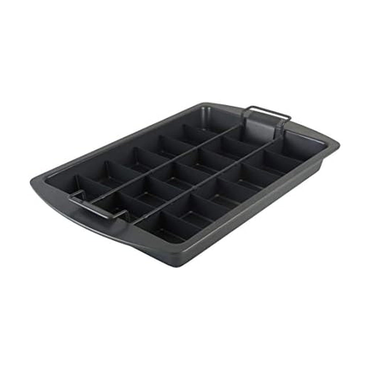 Chicago Metallic front view of brownie pan showing uniform compartments and easy serving