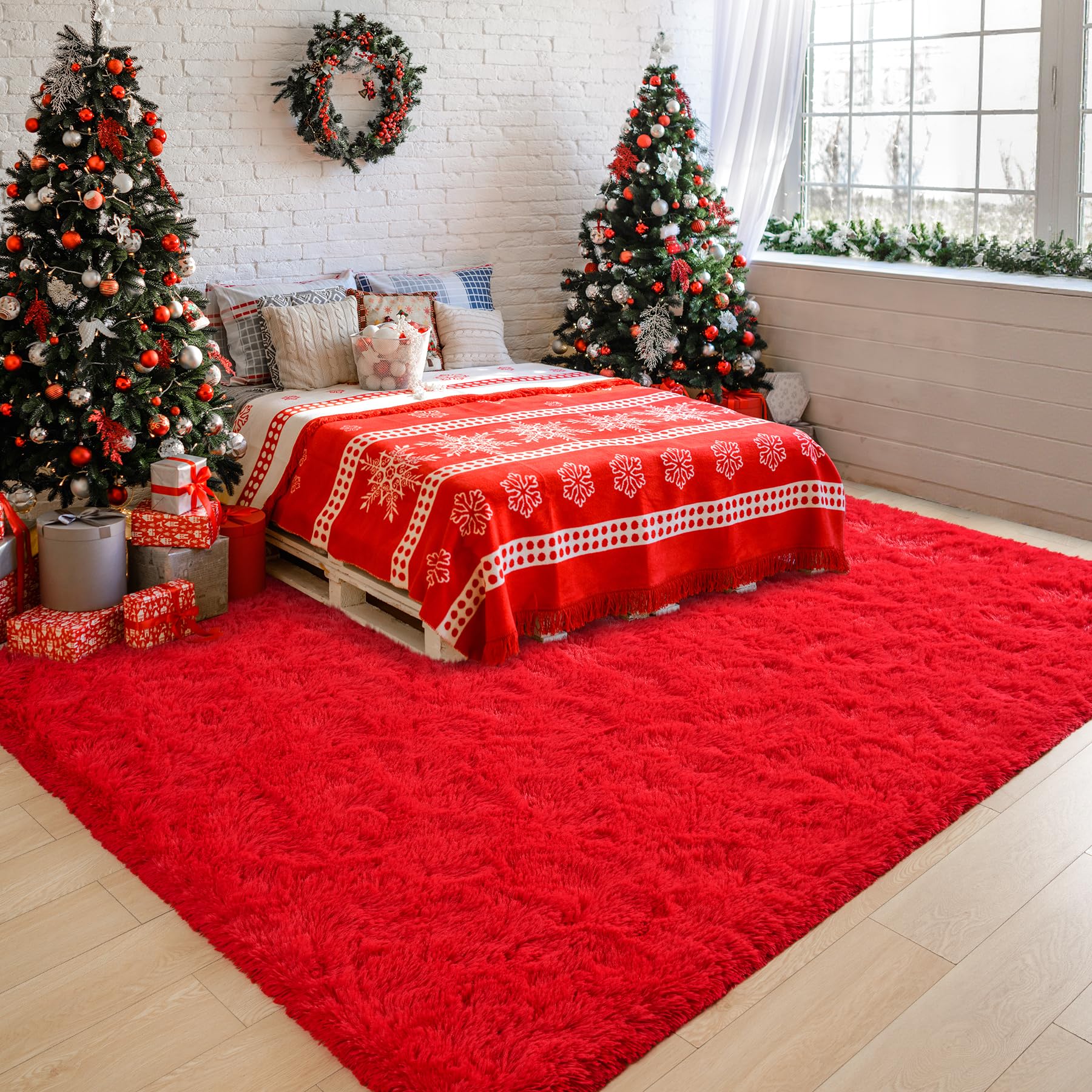 Chicrug in bedroom styling creates cozy atmosphere and warmth