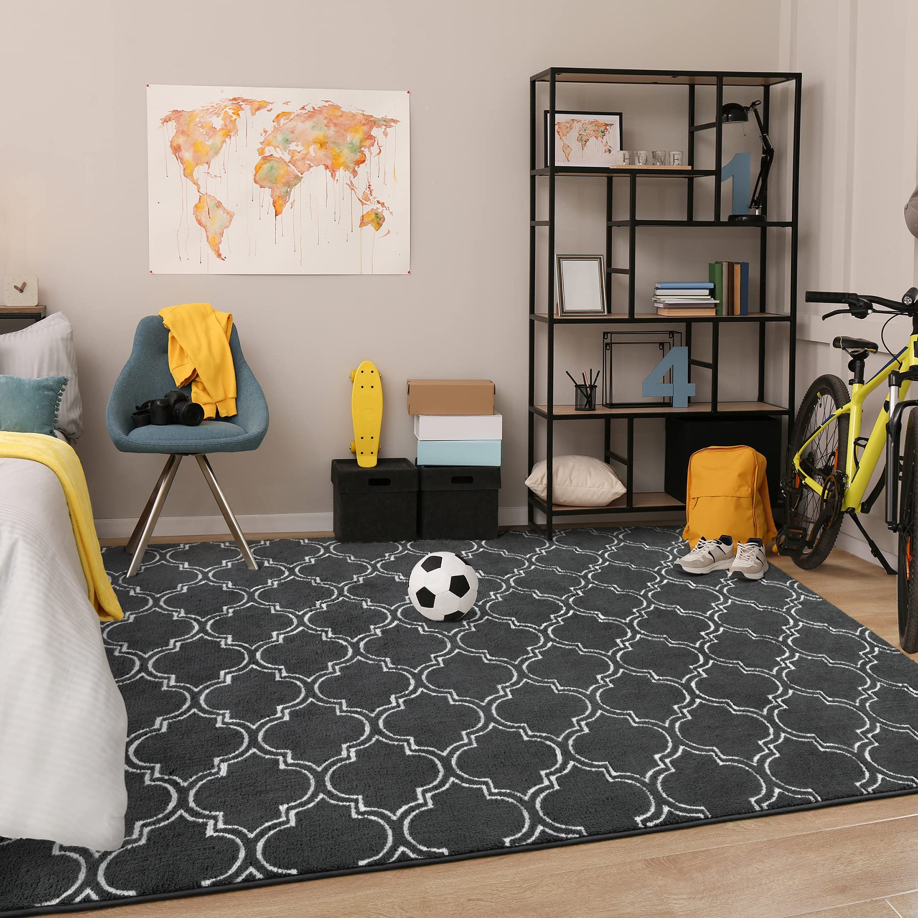 Chicrug styled in living room to show how it warms a modern seating area